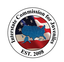 Logo of the Interstate Commission for Juveniles contains a blue United States on top of a United States Flag
