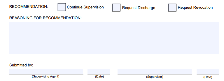 image of Reasoning for Recommendation field on a Form IX: Violation Report